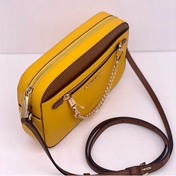 Michael Kors Yellow and Brown Crossbody Bag
